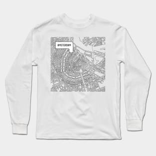 Amsterdam Hand drawn Map Long Sleeve T-Shirt